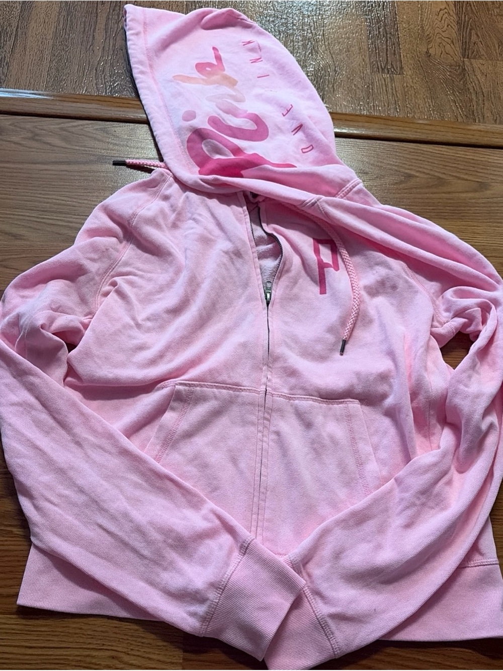 PINK Victoria's Secret Light Pink Zip Hoodie with Logo Tag